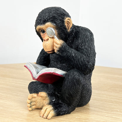 16cm Reading Monkey Ornament - Resin