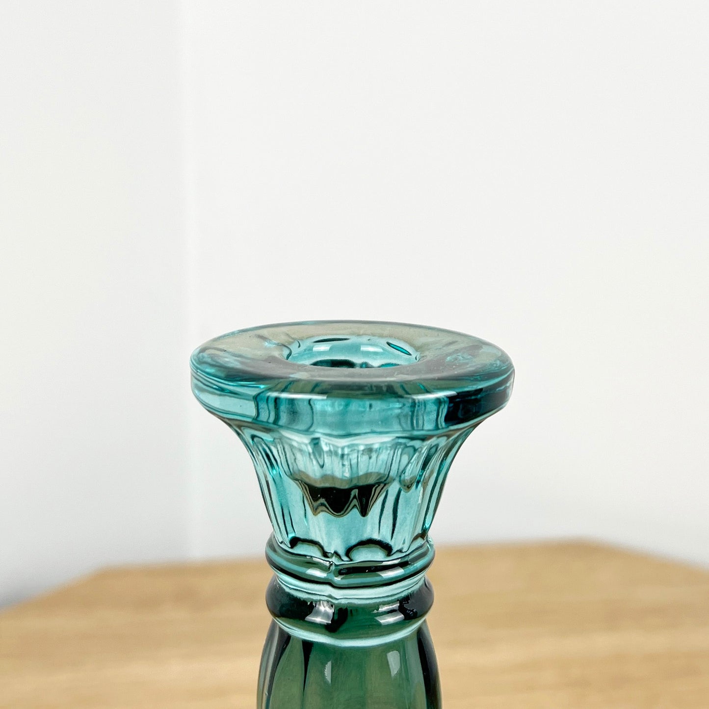 20cm Coloured Glass Candlestick Tapered Candle Holder – Blue