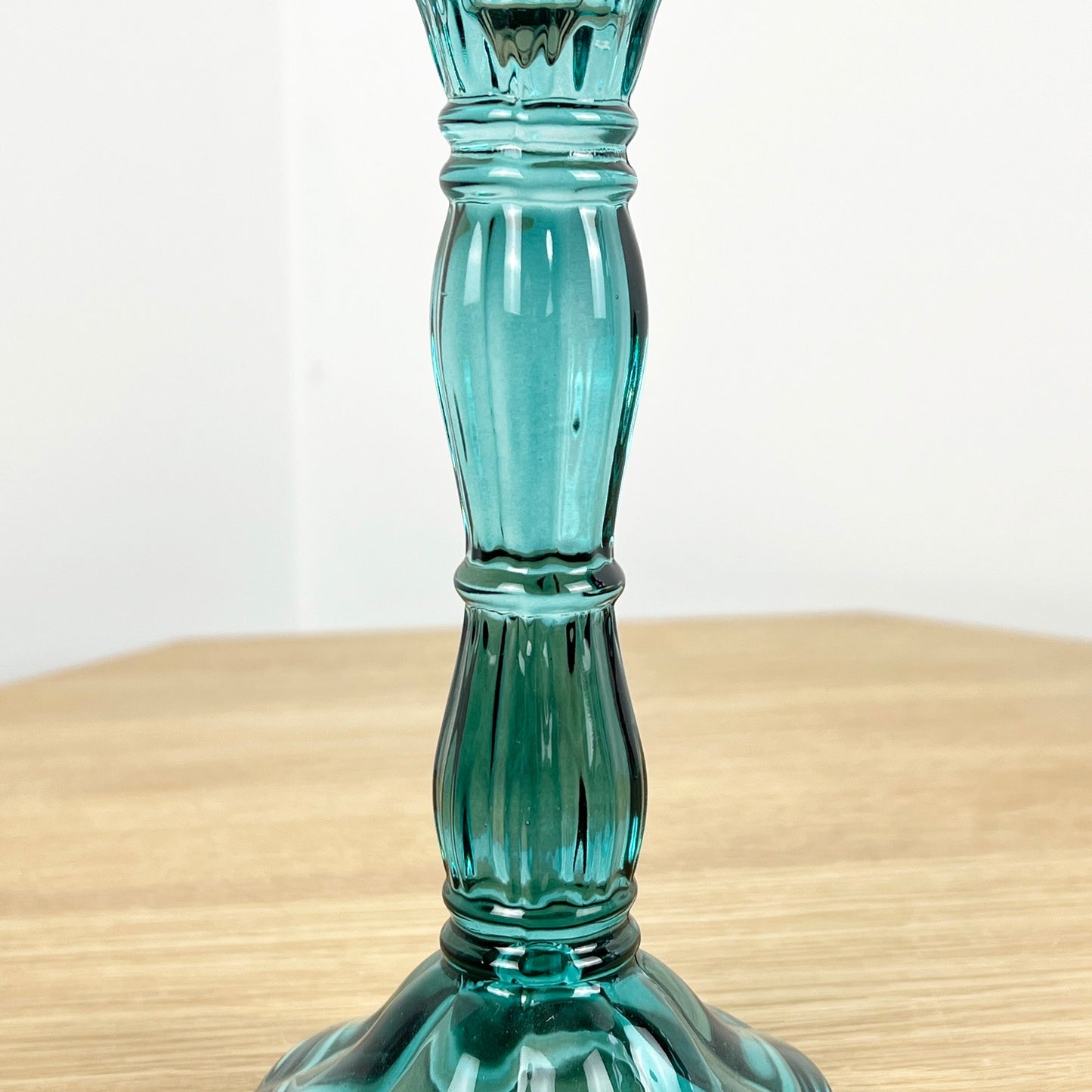 20cm Coloured Glass Candlestick Tapered Candle Holder – Blue