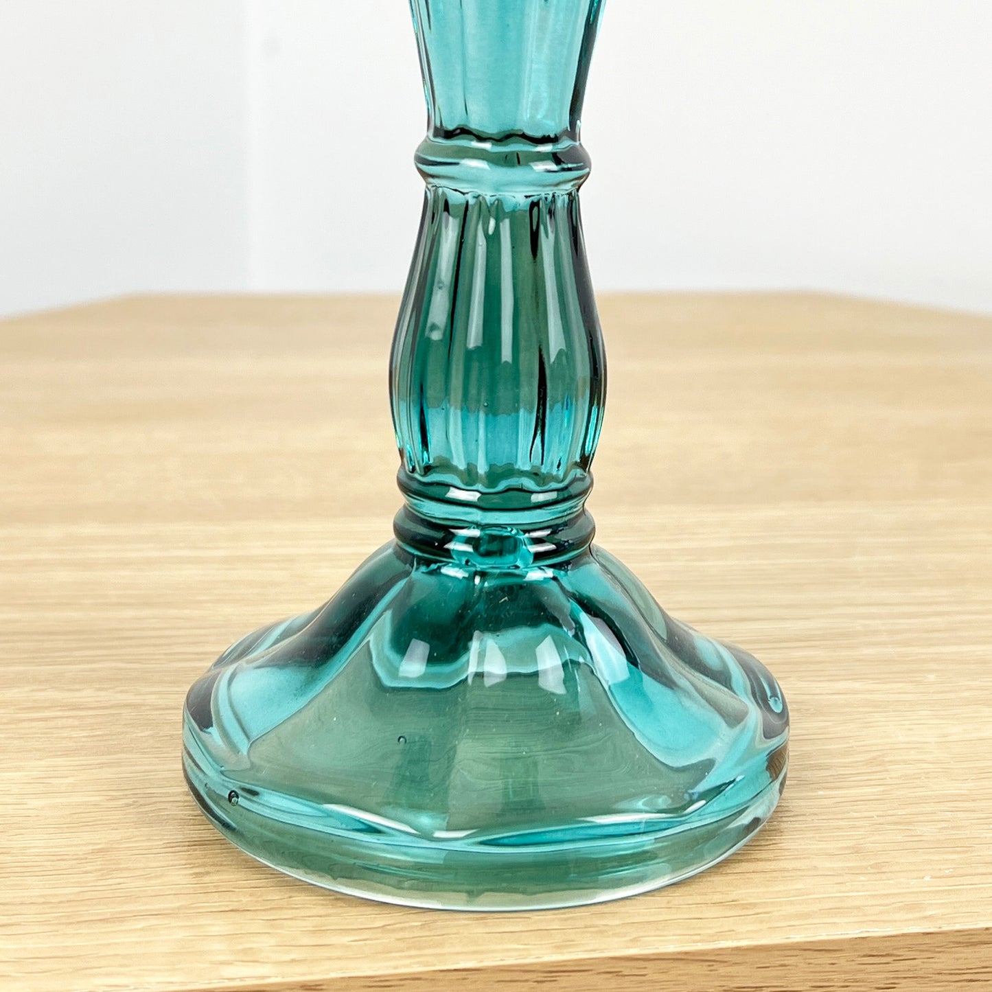 20cm Coloured Glass Candlestick Tapered Candle Holder – Blue