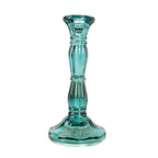 20cm Coloured Glass Candlestick Tapered Candle Holder – Blue