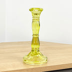 20cm Coloured Glass Candlestick Tapered Candle Holder – Bright Lime Green