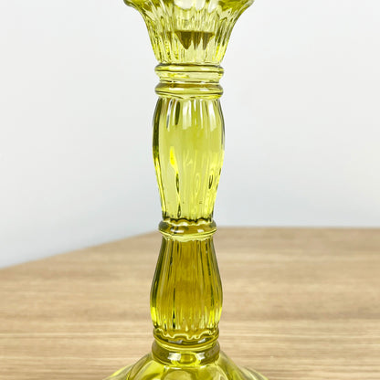 20cm Coloured Glass Candlestick Tapered Candle Holder – Bright Lime Green