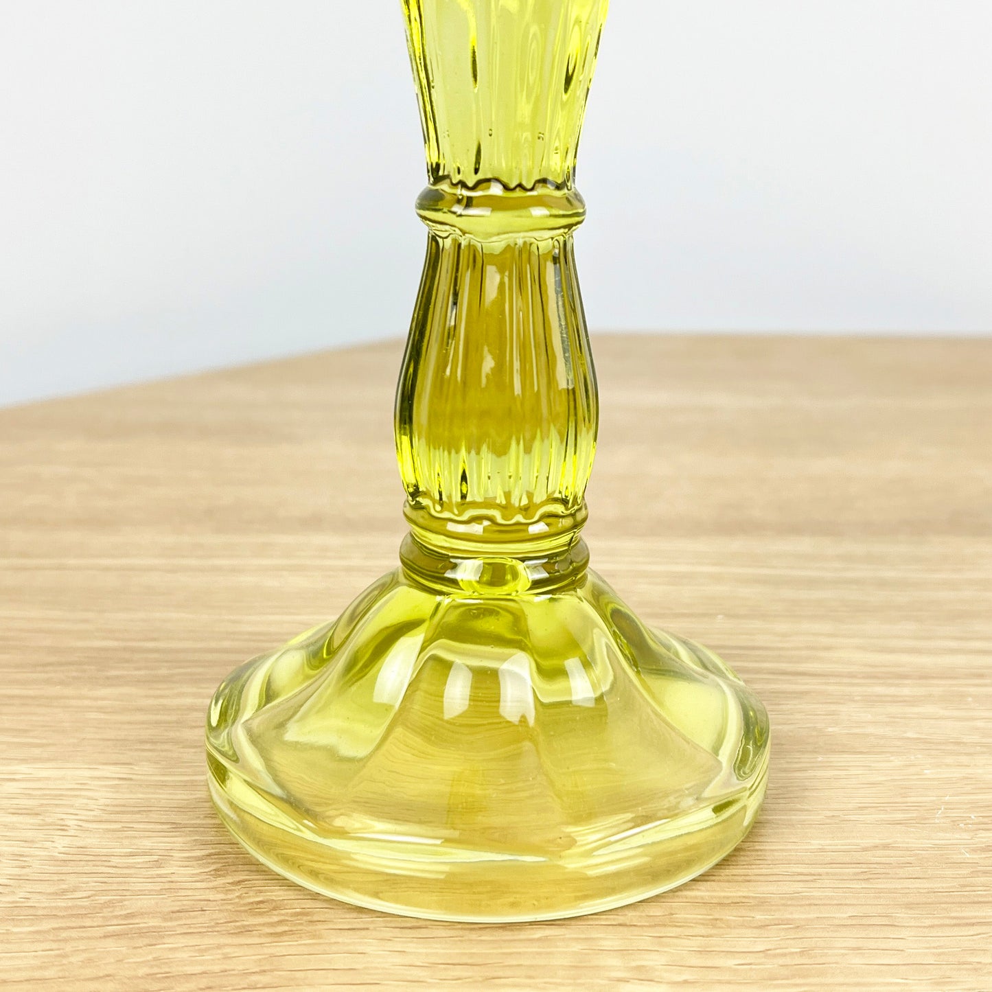 20cm Coloured Glass Candlestick Tapered Candle Holder – Bright Lime Green