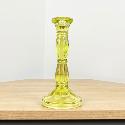 20cm Coloured Glass Candlestick Tapered Candle Holder – Bright Lime Green