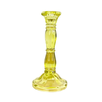 20cm Coloured Glass Candlestick Tapered Candle Holder – Bright Lime Green