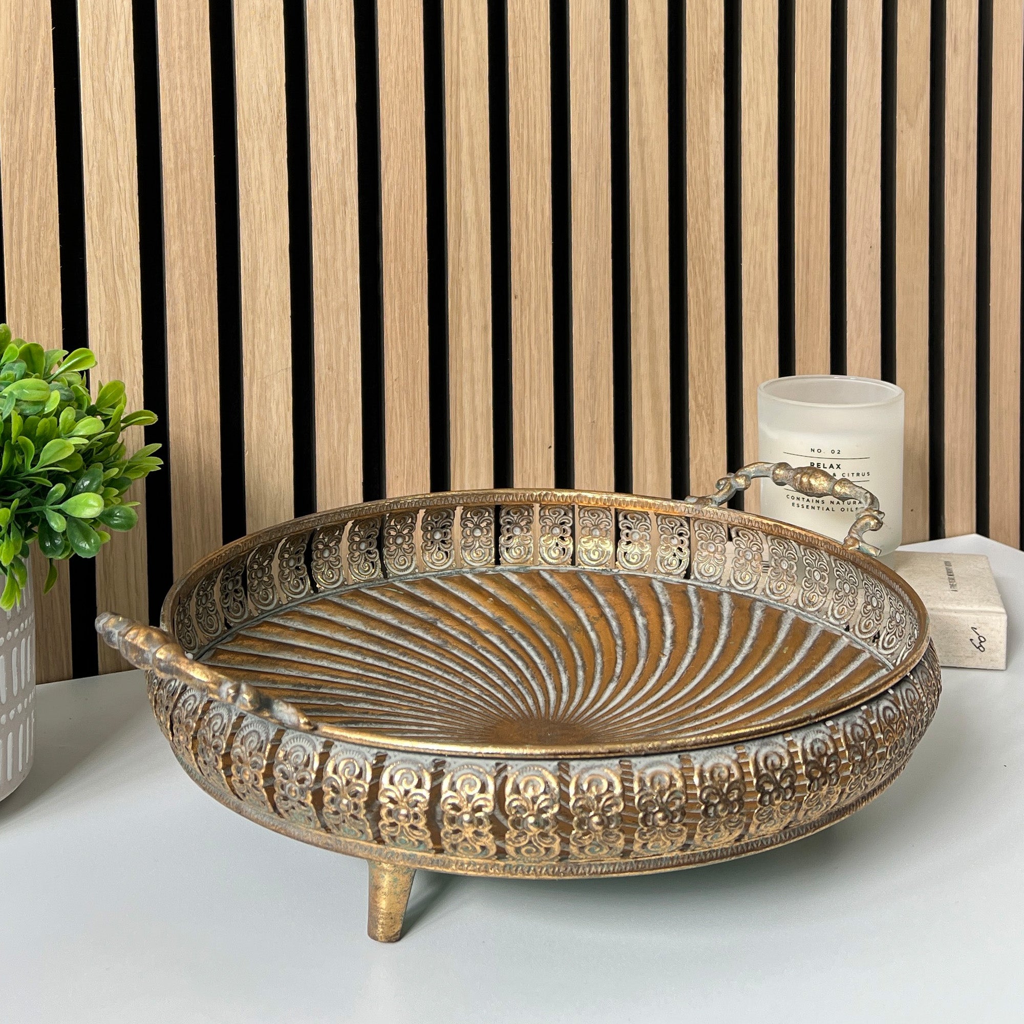 32cm Vintage Style Decorative Bowl - Metal