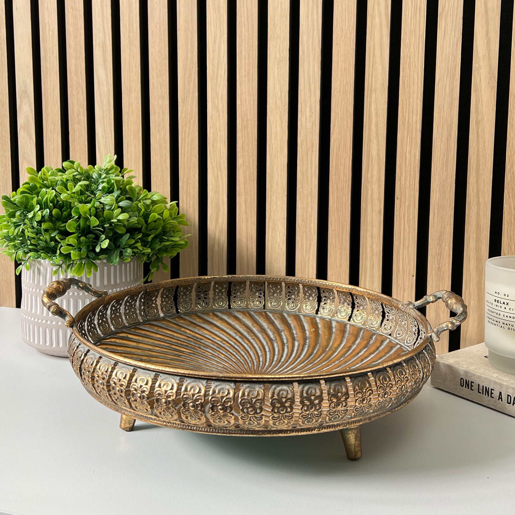 32cm Vintage Style Decorative Bowl - Metal