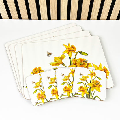 Set of 4 Placemats and Coasters - Daffodils