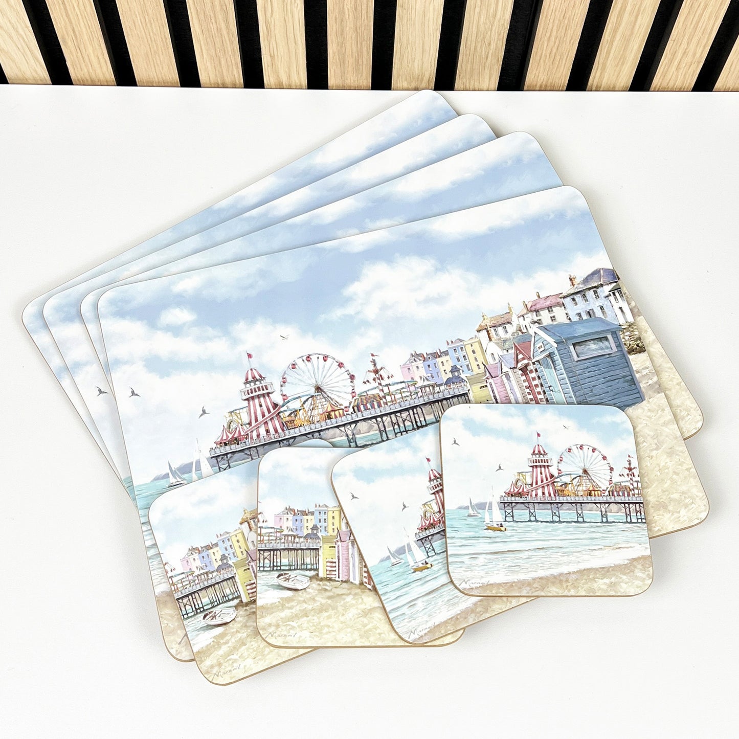 Set of 4 Placemats and Coasters - Beach Huts