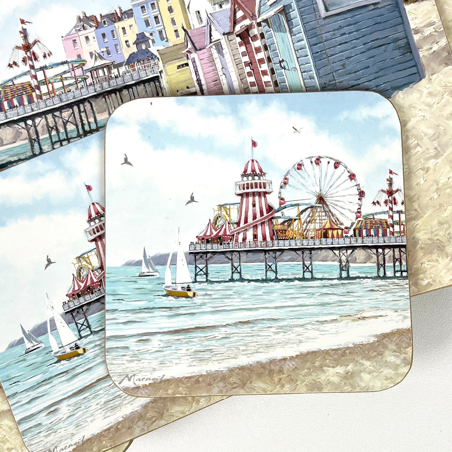 Set of 4 Placemats and Coasters - Beach Huts