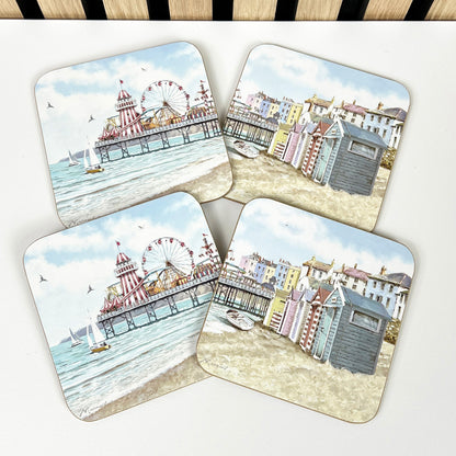 Set of 4 Placemats and Coasters - Beach Huts