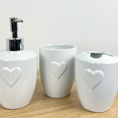 3 Piece Bathroom Sink Accessories Set – White Heart