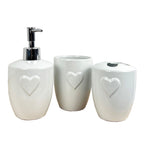 3 Piece Bathroom Sink Accessories Set – White Heart