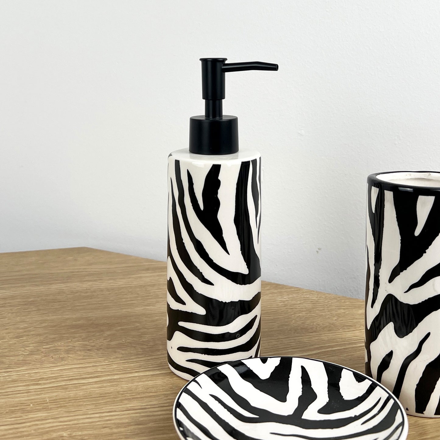 3 Piece Bathroom Sink Accessories Set – Zebra Pattern