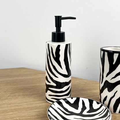 3 Piece Bathroom Sink Accessories Set – Zebra Pattern