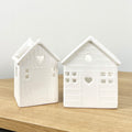 Pair of Decorative Tea Light Candle Holders - Beach Huts