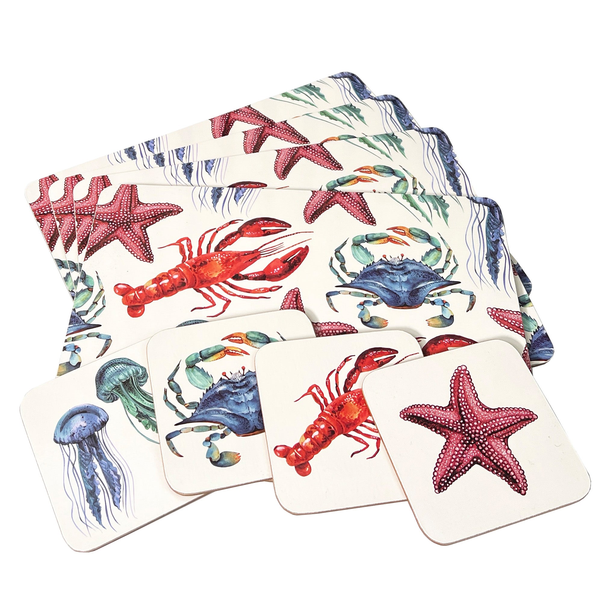 Set of 4 Placemats and Coasters - Sea Creatures