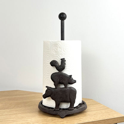 Farm Animals Kitchen Towel Holder - Cast Iron