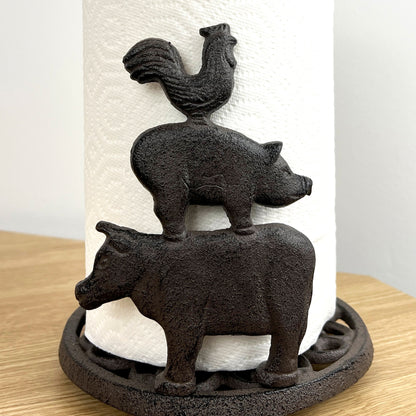 Farm Animals Kitchen Towel Holder - Cast Iron