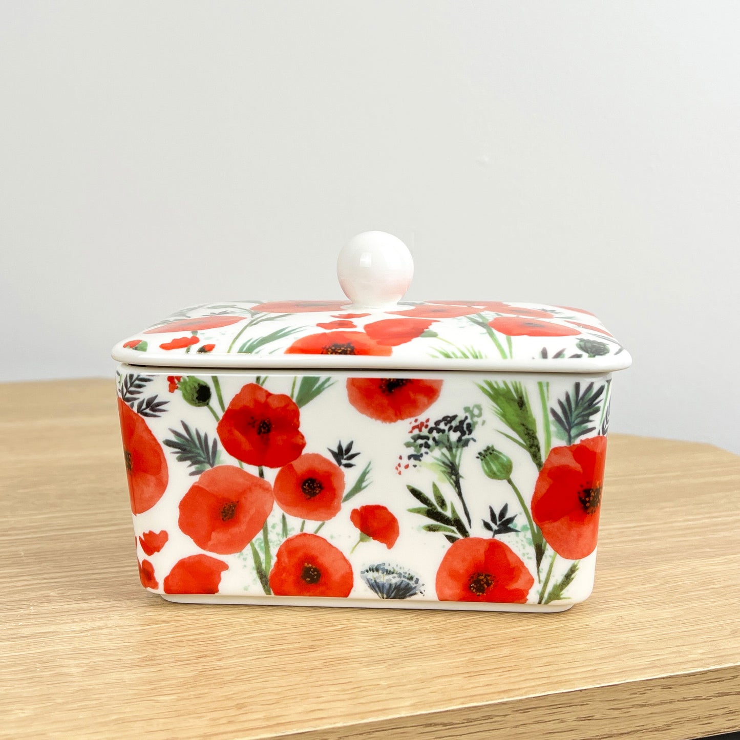 Floral Poppy Fields Butter Dish - Ceramic