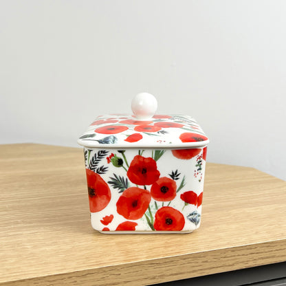 Floral Poppy Fields Butter Dish - Ceramic