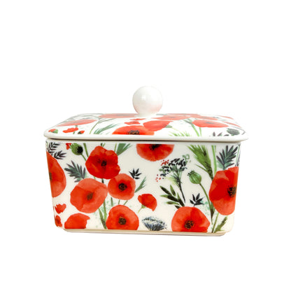 Floral Poppy Fields Butter Dish - Ceramic