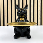 22cm French Bulldog Ornament with Trinket Dish - Black