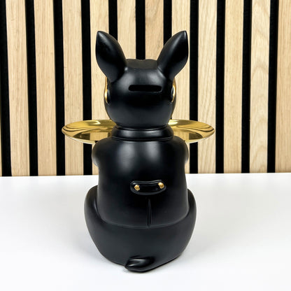 22cm French Bulldog Ornament with Trinket Dish - Black