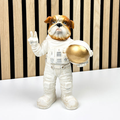 20.5cm Peace Sign Astronaut English Bulldog Ornament – Resin