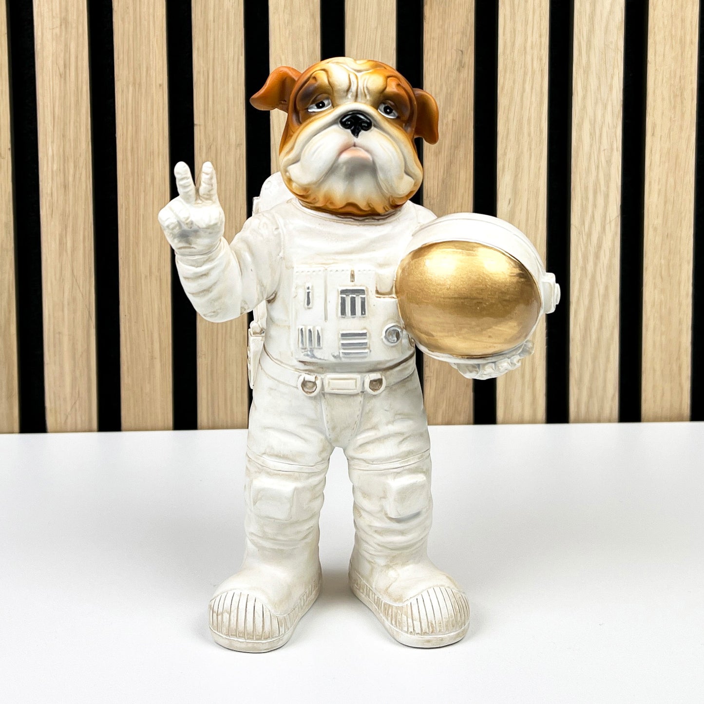 20.5cm Peace Sign Astronaut English Bulldog Ornament – Resin