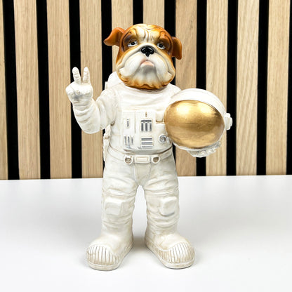 20.5cm Peace Sign Astronaut English Bulldog Ornament – Resin