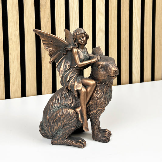 19.5cm Fairy Sitting on Rabbit Ornament - Resin