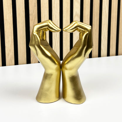 16cm Tall Gold Heart Hands Ornament - Resin