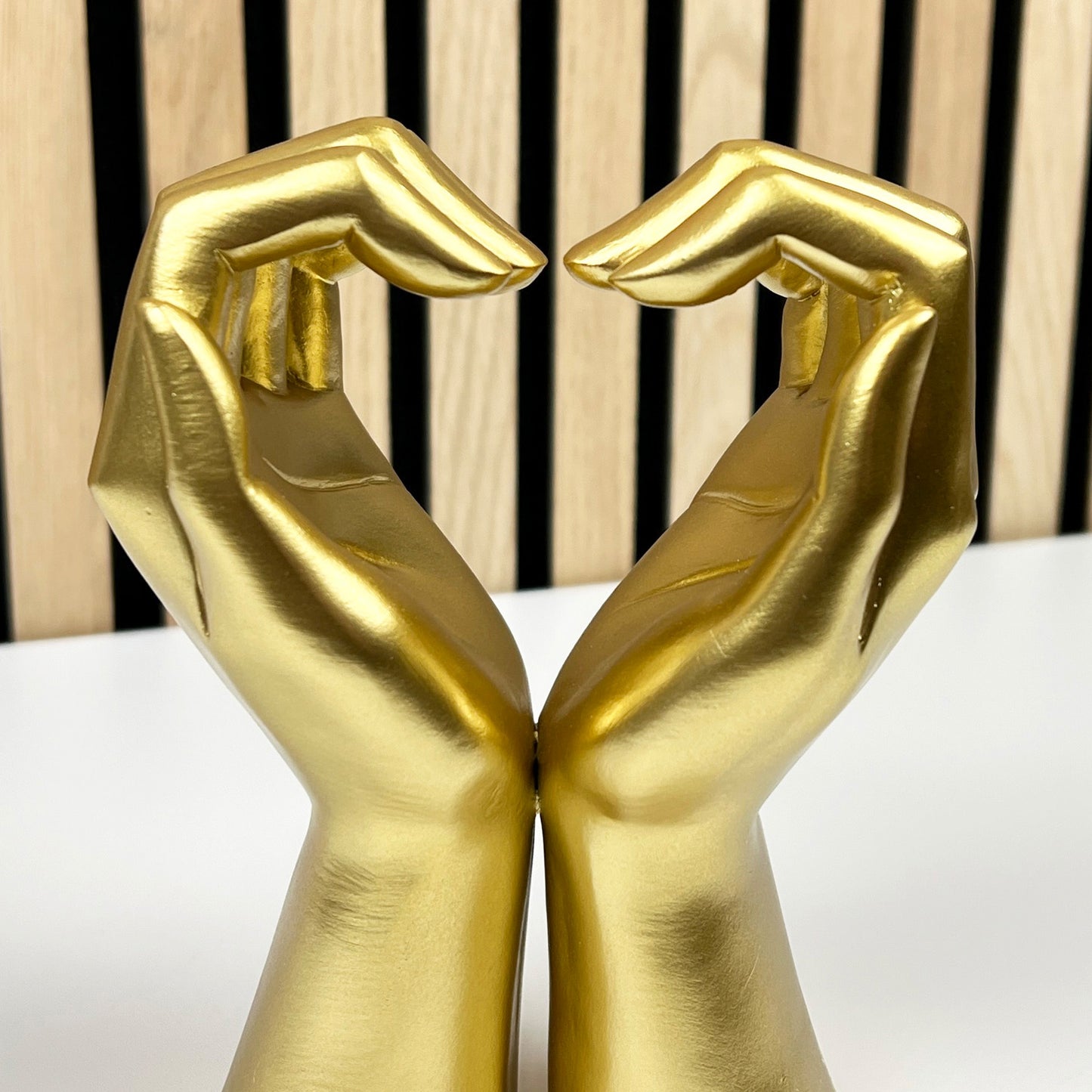 16cm Tall Gold Heart Hands Ornament - Resin