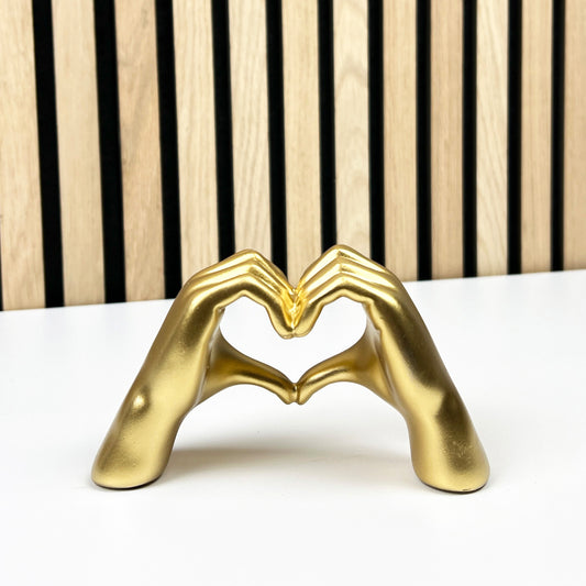 13.5cm x 8cm Miniature Gold Heart Hands Ornament - Resin