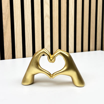 13.5cm x 8cm Miniature Gold Heart Hands Ornament - Resin