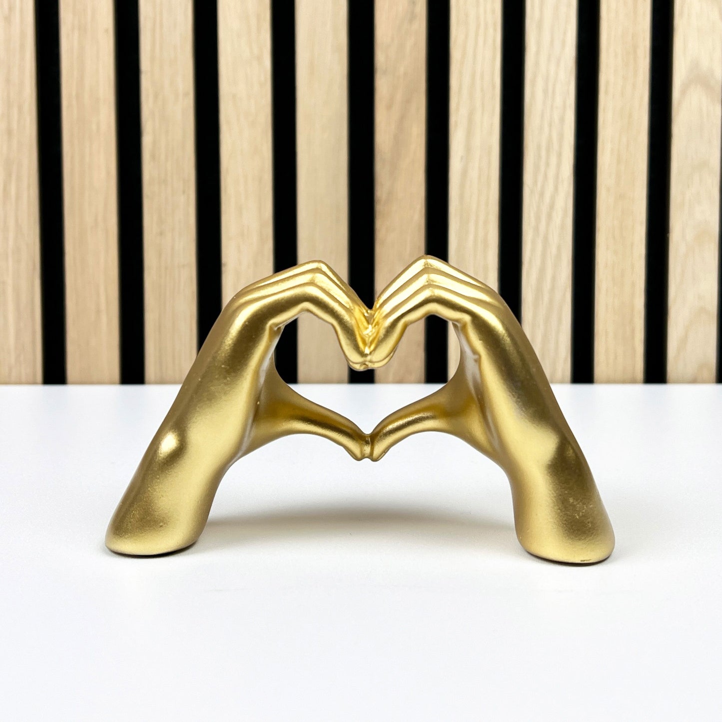 13.5cm x 8cm Miniature Gold Heart Hands Ornament - Resin