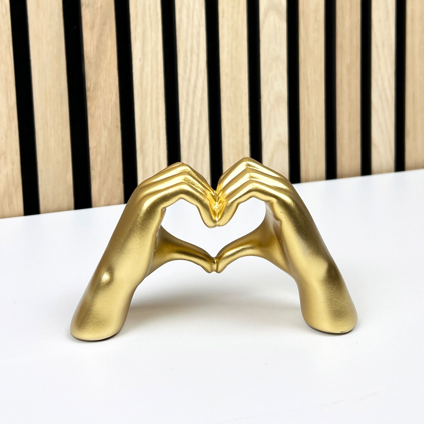 13.5cm x 8cm Miniature Gold Heart Hands Ornament - Resin