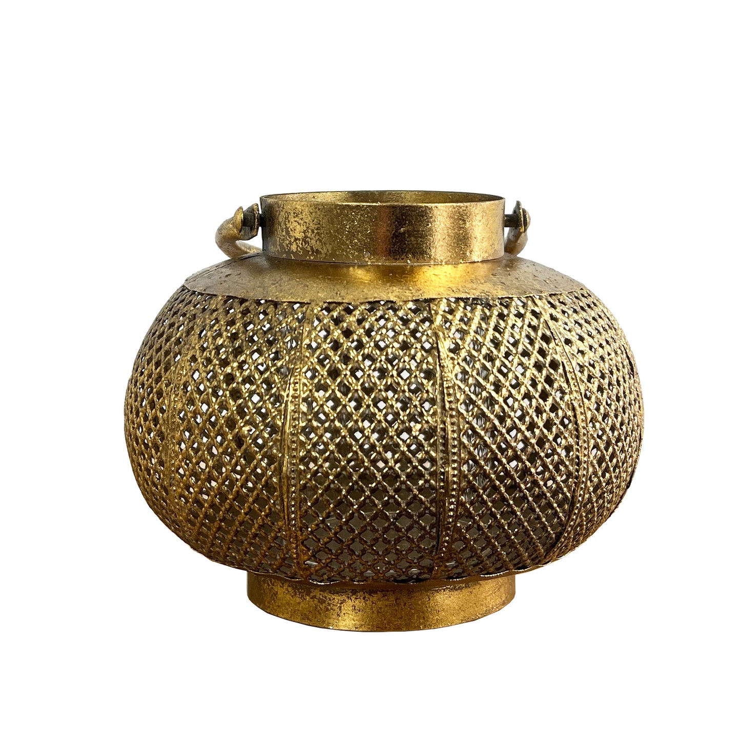 14cm Vintage Style Gold Lantern / Candle Holder - Metal