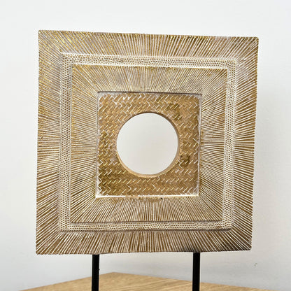 38cm Square Abstract Sculpture – Resin