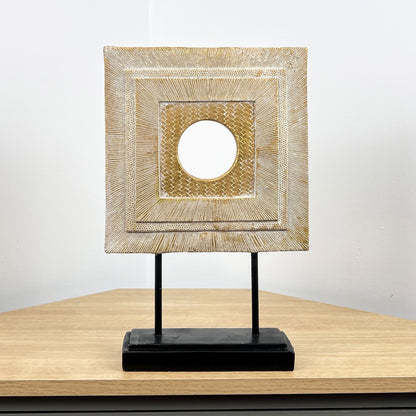 38cm Square Abstract Sculpture – Resin