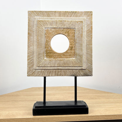 38cm Square Abstract Sculpture – Resin