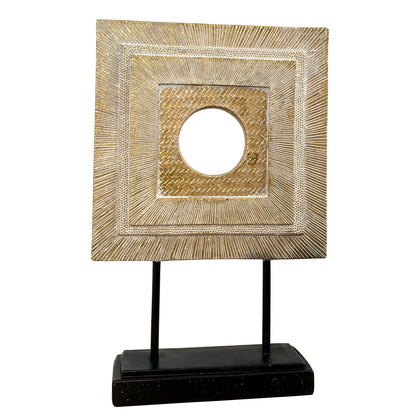 38cm Square Abstract Sculpture – Resin