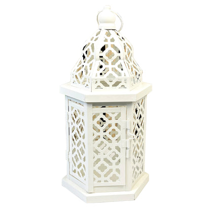 31cm Rustic Lantern Candle Holder – off White