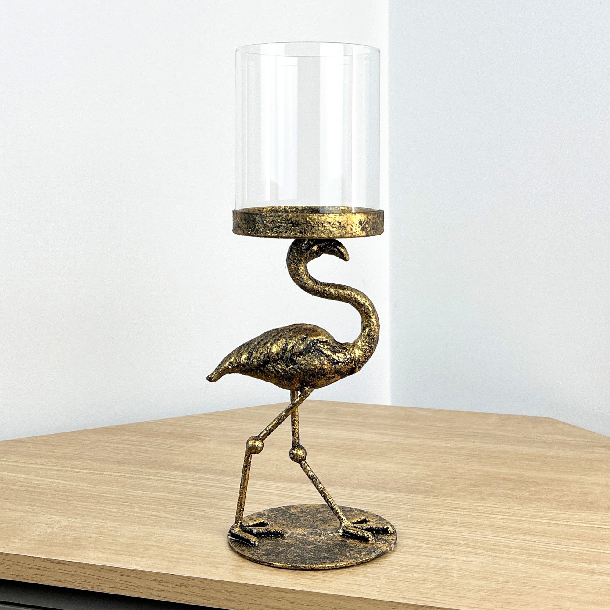 Flamingo Pillar Candle Holder - Metal