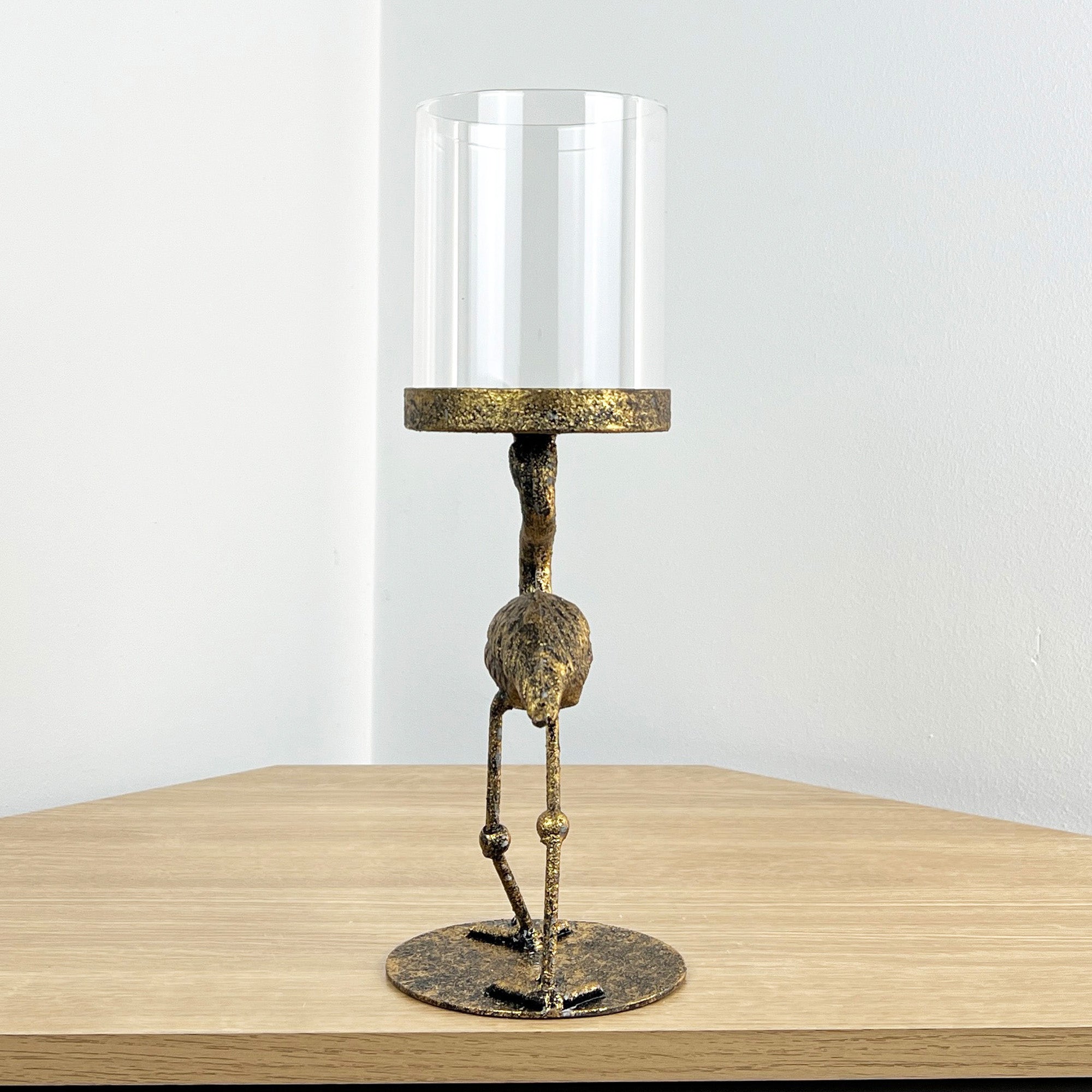 Flamingo Pillar Candle Holder - Metal