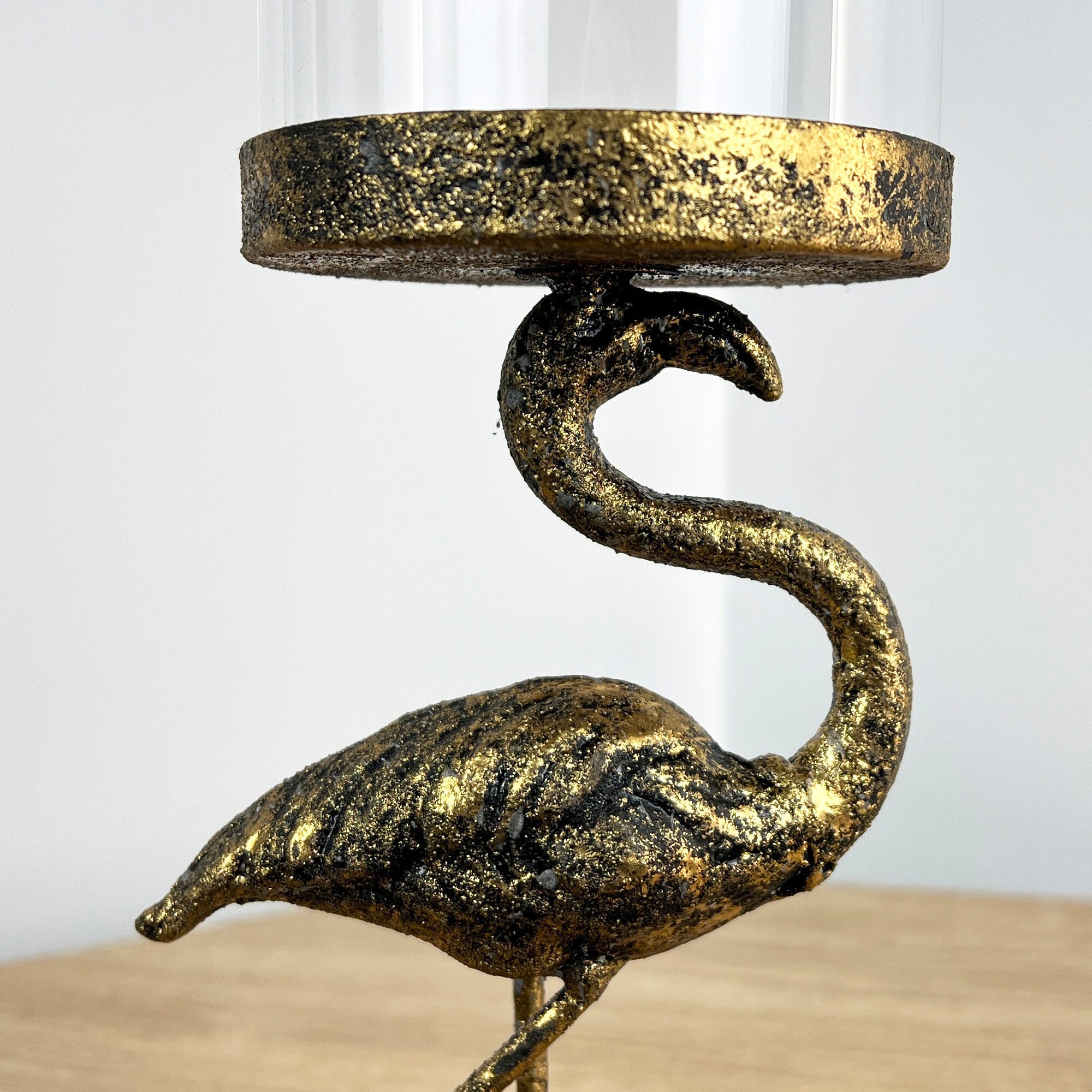 Flamingo Pillar Candle Holder - Metal