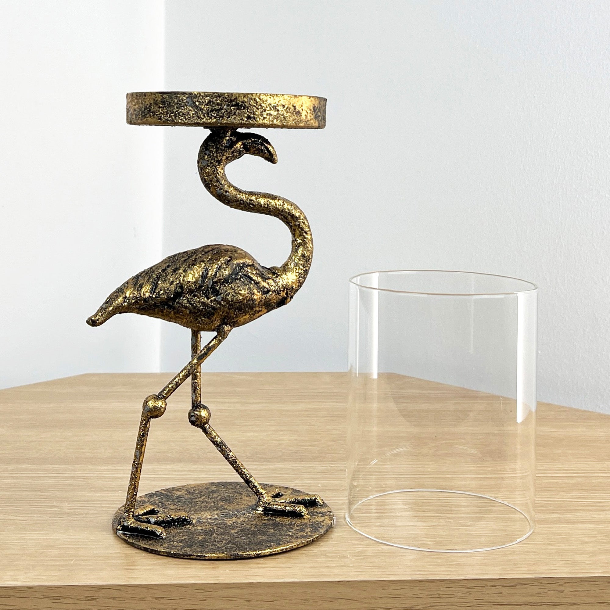 Flamingo Pillar Candle Holder - Metal