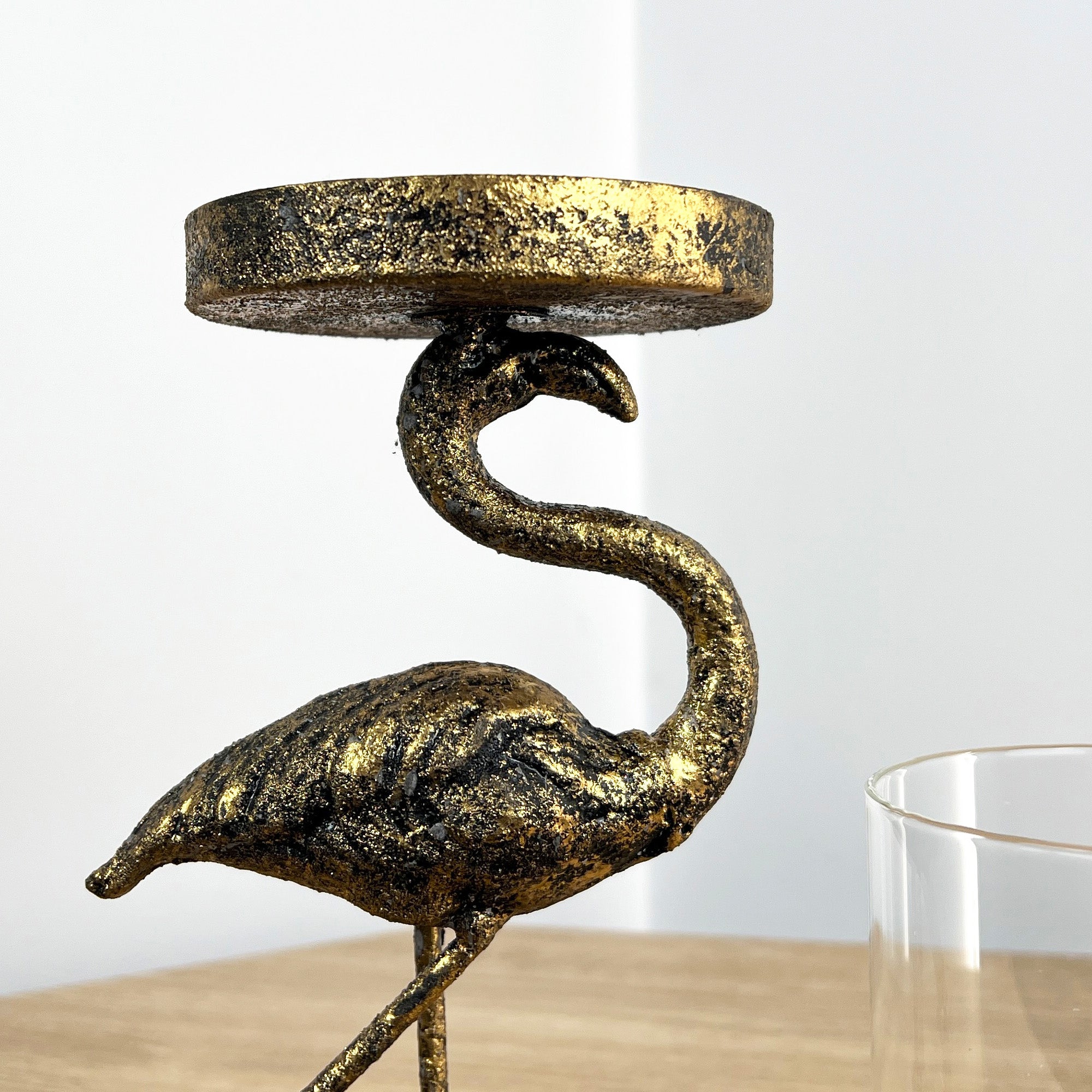 Flamingo Pillar Candle Holder - Metal